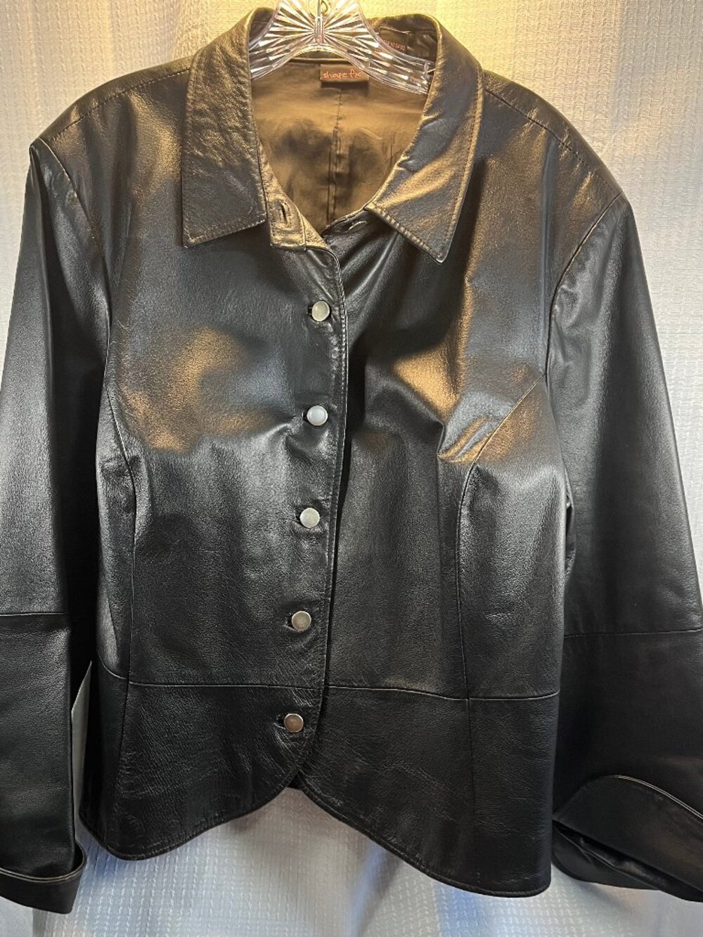 Shape FX Black Genuine Leather Jacket Blazer size 20W
